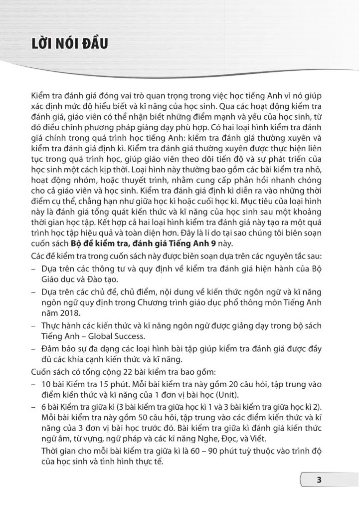 BỘ ĐỀ KIỂM TRA, ĐÁNH GIÁ TIẾNG ANH LỚP 9 (Theo chương trình GDPT 2018)